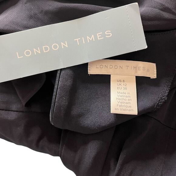 London Times Twist Front dress sheer flutter short sleeves Navy Blue size 8 NWT - Picture 5 of 5